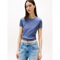 Tommy Jeans Kurzarmshirt TJW ESSENTIAL RIB SHORT SLEEVE EXT Baumwollmischung in gerippter Struktur, Slim Fit