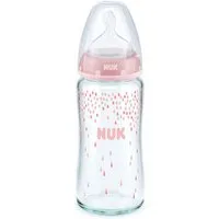 NUK Babyflasche NUK First Choice Babyflasche, Glasflasche 240ml rosa