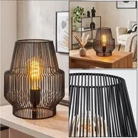 hofstein Tischleuchte moderne Tischlampe aus Metall in Schwarz, ohne Leuchtmittel, Nachttischlampe An-/Ausschalter, Lichteffekt, 1xE27, ohne Leuchtmittel