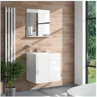 Vicco Badspiegel Izan, Weiß Hochglanz, 60 x 62 cm (1-St)