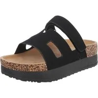 Ital-Design Bequemer Damen-Sandale mit Hochsohle für Freizeit Plateausandaletten (90033072) Keilabsatz/Wedge Keilsandaletten in Schwarz