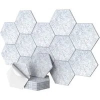relaxdays Akustikplatte Hexagon Akustikplatten Set selbstklebend, (36-St), grau, 36 Stück