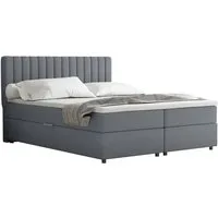 Homesy Boxspringbett EVEREST – Komfortables Doppelbett im modernen Design (Bett inkl. zwei Bettkästen und Topper), Große Auswahl an Polsterfarben, inklusive Matratze und Topper