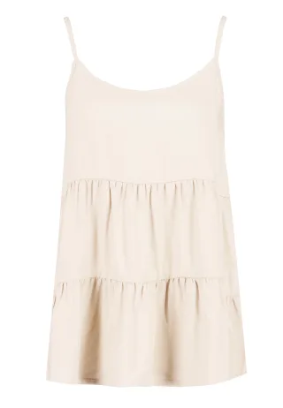 Authentic Style - Blusentop mit Spaghettiträgern beige - Gr. - L