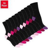 Footstar Basicsocken Damen & Herren Baumwollsocken abgesetzte Ferse/Spitze (10 Paar)