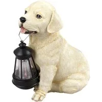 GLOBO LIGHTING LED Dekofigur, LED-Leuchtmittel fest verbaut, Kaltweiß, Tageslichtweiß, Solarleuchte Hund Garten Solar Dekoleuchte Solarlampe für