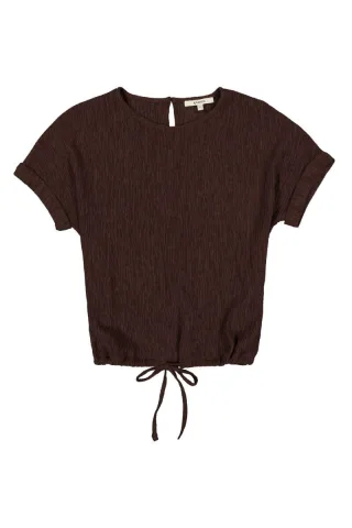 Garcia - Shirt in Plissee-Optik braun - Gr. - S
