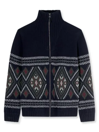 OLYMP - Strickjacke mit Jacquard blau - Gr. - M