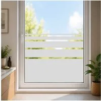 Nomiro Fensterfolie Sichtschutz Fensterfolie Streifen selbstklebend Milchglas silber, strukturiert, Streifen Design lichtdurchlässig Sichtschutz Milchglas zuschneidbar
