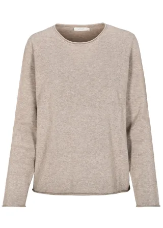 CLARINA - Rdh.-Pullover, 1/1 Arm, uni taupe mel. - Gr. - 42