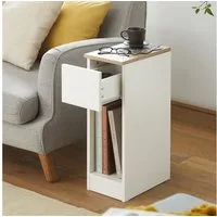 SoBuy Nachttisch FBT111, (1-St), Beistelltisch mit Schublade und Ablage, Nachtkästchen, (1-St), Beistelltisch schmal, Nachtschrank Nachtkommode, offenes Fach