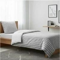 MTOnlinehandel Bettwäsche 135x200 + 80x80 cm, Renforcé, zeitloses Streifen Design, 100% Baumwolle, 2 teilig, Zeitlose Scandi Gemütlichkeit für stilvolle Schlafzimmer