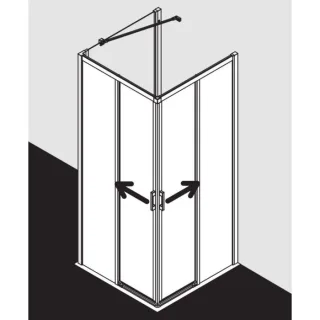 Kermi Liga Eckeinstieg-Hälfte Gleitt. 2-tlg. bodenfrei LIC2L080201AK 80x200cm, silber mattglanz, ESG klar, links, auf Duschwanne