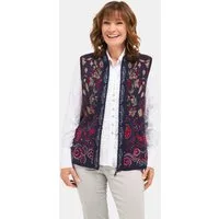 GOLDNER Strickweste Elegante Viskose-Weste mit Muster Hüftlange Weste mit floralem Jacquardmuster, Reißverschluss