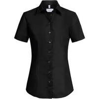 GREIFF Kurzarmbluse Greiff Corporate Bluse Damen BASIC Regular-Fit Schwarz