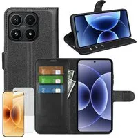 Wigento Handyhülle Klaphülle + Schutzglas für Xiaomi 17 Kunstleder Book Wallet + 9H Glas 6,36 Zoll, Produktset Kunst-Leder Tasche + H9 Hart Glas
