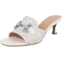 Ital-Design Elegante Slingbacks mit Applikationen für Damen Pantolette (89930043) Pfennig-/Stilettoabsatz Sandalen & Sandaletten in Weiß