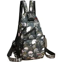 Einkaufszauber Freizeitrucksack Designer Daypack Skull Totenkopf Rucksack -, Totenköpfe zwischen Blumen