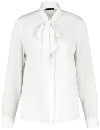 TAIFUN - Bluse mit Schleifenkragen weiß - Gr. - 42