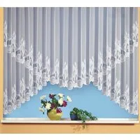 heimtexland Gardine Bogen Kuvert-Store Vorhang weiß durchscheinend (1 St), Kräuselband, halbtransparent, Jacquard, Rundkuvert I Bogenstore I Blumen Bordüre I gebogt