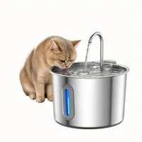 Cetipaw Trinkbrunnen für Katze:Katzenbrunnen Edelstahl mit Liese Pumpe-2,2L, 2 Filter, Wasserspender Katzen mit LED, Einfach Reinigbar-Cat Water Fountain