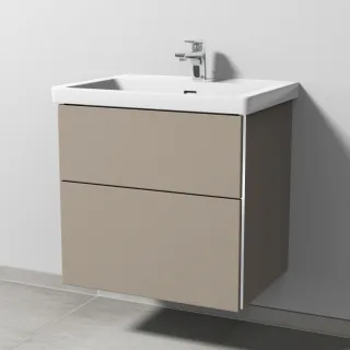 Sanipa 3way Waschtischunterbau zu Villeroy & Boch Subway 3.0 Waschtisch mit 2 Auszügen, Sandgrau-Mat BS84767