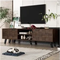 Merax Lowboard mit Holzmaserungsdesign und dämpfenden Scharnieren (1 St), TV-Schrank mit 2 Türen und 2 offenen Fächern, 160,5×35,5×45 cm