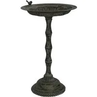 finehomegarden Vogeltränke Vogelbad Blumenständer Gartendeko Schale auf Fuß Ø40x37cm H63cm, grün antik Futterstelle Garten Wasserstelle