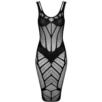 Obsessive Netzkleid Knielanges Netzkleid schwarz transparent elastisch (1-tlg)