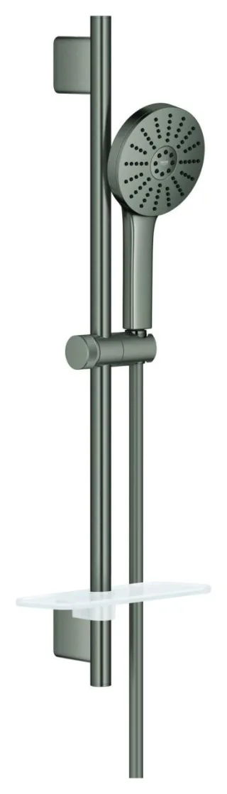 GROHE Brausestange-Set Euphoria 120 134884, 600mm 3 Strahl 5,2l hard graphite geb., 134884AL00 134884AL00