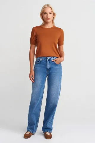 Hoch sitzende gerade Jeans aus Baumwoll-Denim