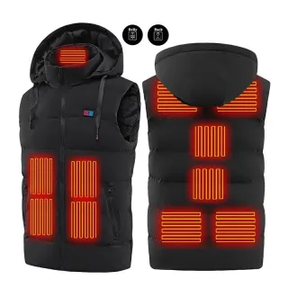 TENGOO HT-11 11 Areas Unisex Heated Hooded Vest Unisex 3-Gears Temperature Control USB Electric Thermal Vest Winter Outd