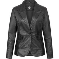 Rock Creek Lederblazer Damen Sakko Ledersakko Schwarz D-512