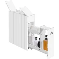 Yaheetech Badkommode Badezimmerschrank 17 × 50 × 58 cm, Schmaler Beistellschrank mit Schublade auf 2 Rollen