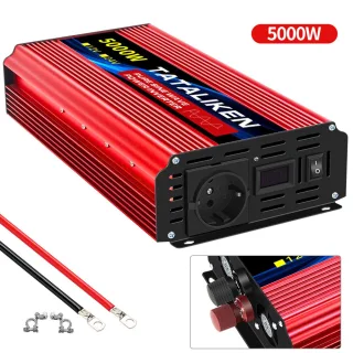 TATALIKEN Power Inverter 12V 24V to 110-220V Pure Sine Wave 2000W Rated Power 5000W Peak Power Converter Home Inverter