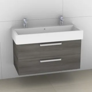 Artiqua 411 Waschtischunterschrank für Vero 045410 mit 2 Armaturbohrungen Graphit Struktur quer, 411 411-WU2L-D23-7098-401
