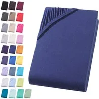 Visaggio Spannbettlaken Jersey aus 100% Baumwolle Spannbetttuch Bettlaken, Jersey, Gummizug: rundum, Spannbettlaken, für Matratzenhöhen bis 22 cm, Steghöhe 30 cm