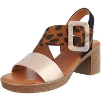 Ital-Design Elegante Sandalette mit Animal Print für Damen Sandalette (89929850) Blockabsatz Sandalen & Sandaletten in Gold