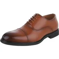 Coolwalk Herrenschnürschuh elegant mit Kappe und Schnürung Schnürschuh (91977246) Blockabsatz Business-Schuhe in Camel