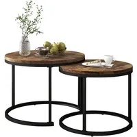 Merax Couchtisch Set rund Satztisch Wohnzimmertisch 1,5 cm Platte, Set rund Satztisch Wohnzimmertisch 1,5 cm Platte, aus Holz, Industrial