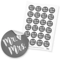 itenga Aufkleber itenga 24x Sticker Aufkleber Mr. & Mrs. (Motiv124) für Hochzeit dunkel