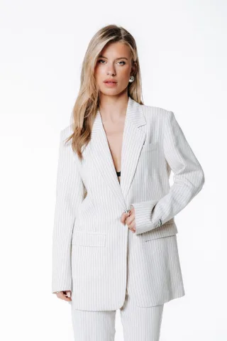 Colourful Rebel - Jesra Pinstripe Single Breasted Blazer off white - Gr. - S