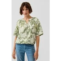 s.Oliver Kurzarmbluse Bluse Strukturierte Viskosemix-Bluse im O-Shape