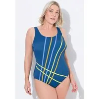 Ulla Popken Badeanzug Badeanzug fabige Paspeln ohne Softschalen