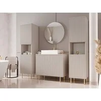 MIRJAN24 Badmöbel-Set Nubia VI, (5er-Set, Spiegel, Waschbeckenschrank, 2x Badezimmerschrank), Metallfüße, Waschbecken mit Siphon