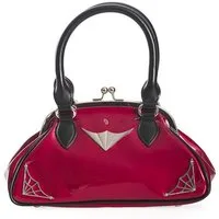 Banned Handtasche Night Lovers Burgunder, Vintage Lack Tasche mit Schultergurt