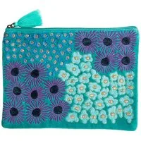 Tranquillo Aufbewahrungstasche Samttäschchen BLOSSOM, Samtige Oberfläche mit farbenfroher Stickerei und Quaste