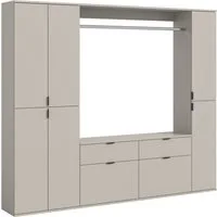 Home affaire Garderoben-Set TRONDHEIM, 5-teilig, Breite 212cm, individuell platzier- & erweiterbar, (Set, 4-St., bestehend aus: 2x Garderobenschrank & 3-tlgs. Zwischenbauelement), Garderobenschrank, Kleiderschrank, Schrankkombination, Garderobe