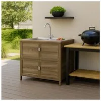 HTI-Living Küchenspüle Spüle mit Abtropfläche und Unterschrank, 83/43 cm, (Stück, 1 St., 1 Outdoorspüle), für Garten und Camping mit Edelstahl-Armatur