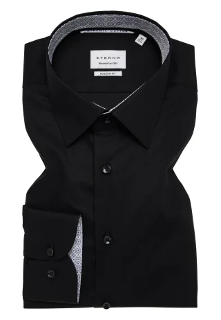 ETERNA - Hemd Popeline Langarm schwarz - Gr. - 39/Langarm - 65cm